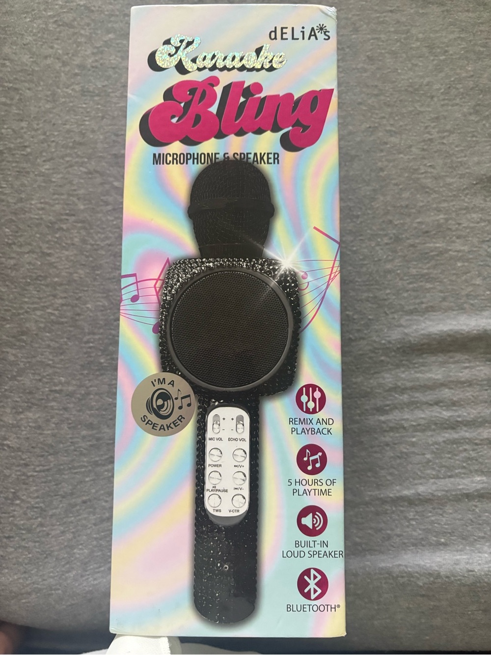 dELiA*s Black Microphone & Speaker with Silver Rhinestones